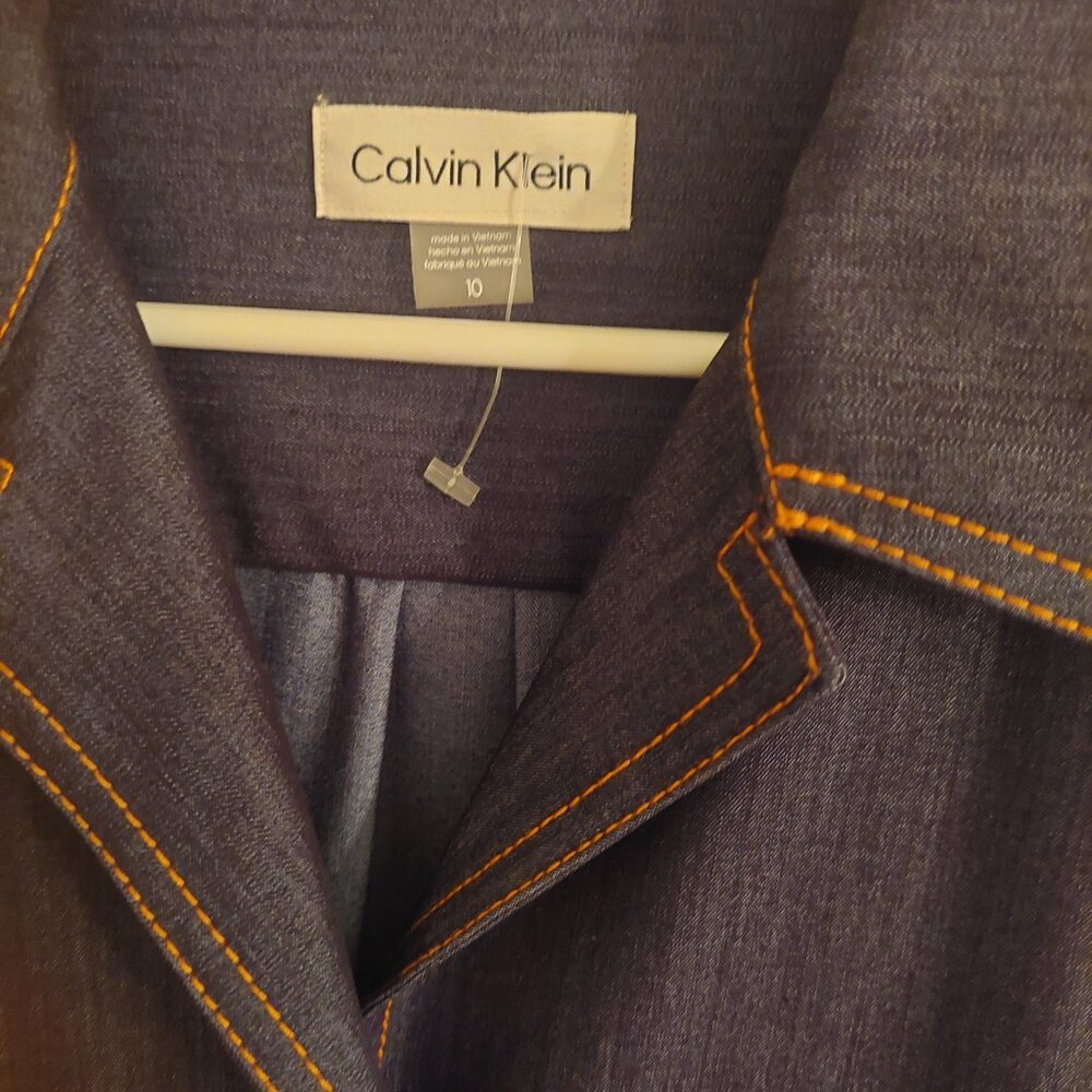 Calvin Klein Denim Like Trench Style Midi Dress NWT 10 - Picture 3 of 7